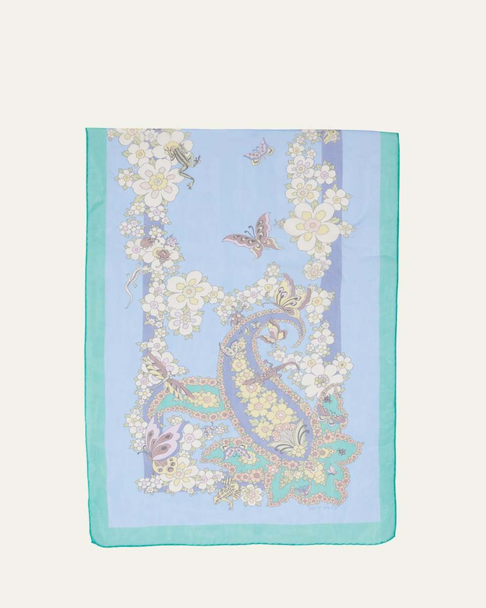 Tosca Paisley-Print Silk Scarf